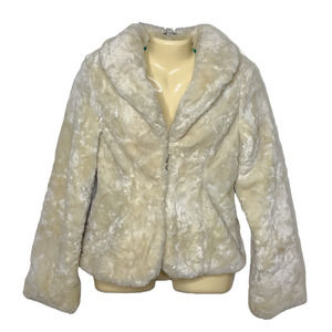 Vintage Wet Seal Jacket 90s Y2K Plush Faux Fur Cream Cropped Glam XS/S Harajuku